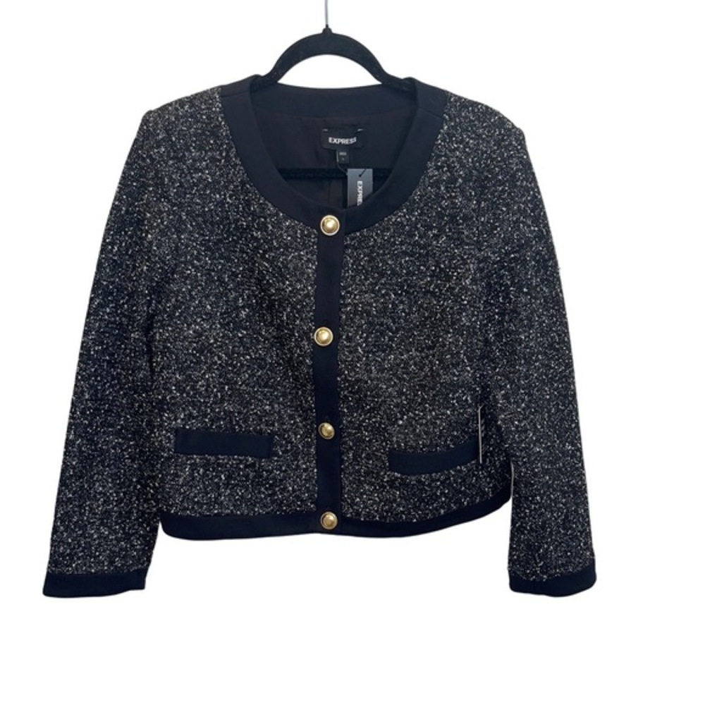 Express Black and White Tweed Suit Jacket Size 10 NWT
